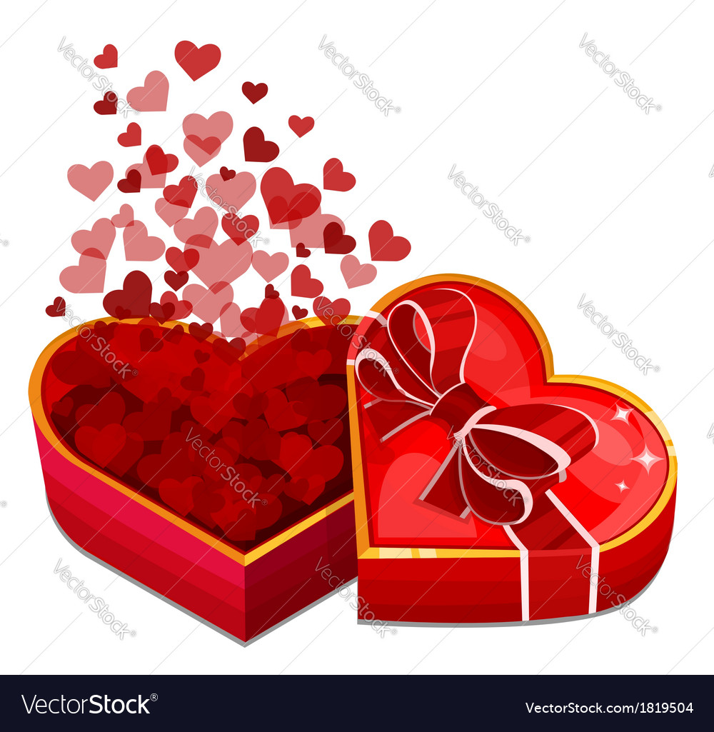 Red heart box with hearts