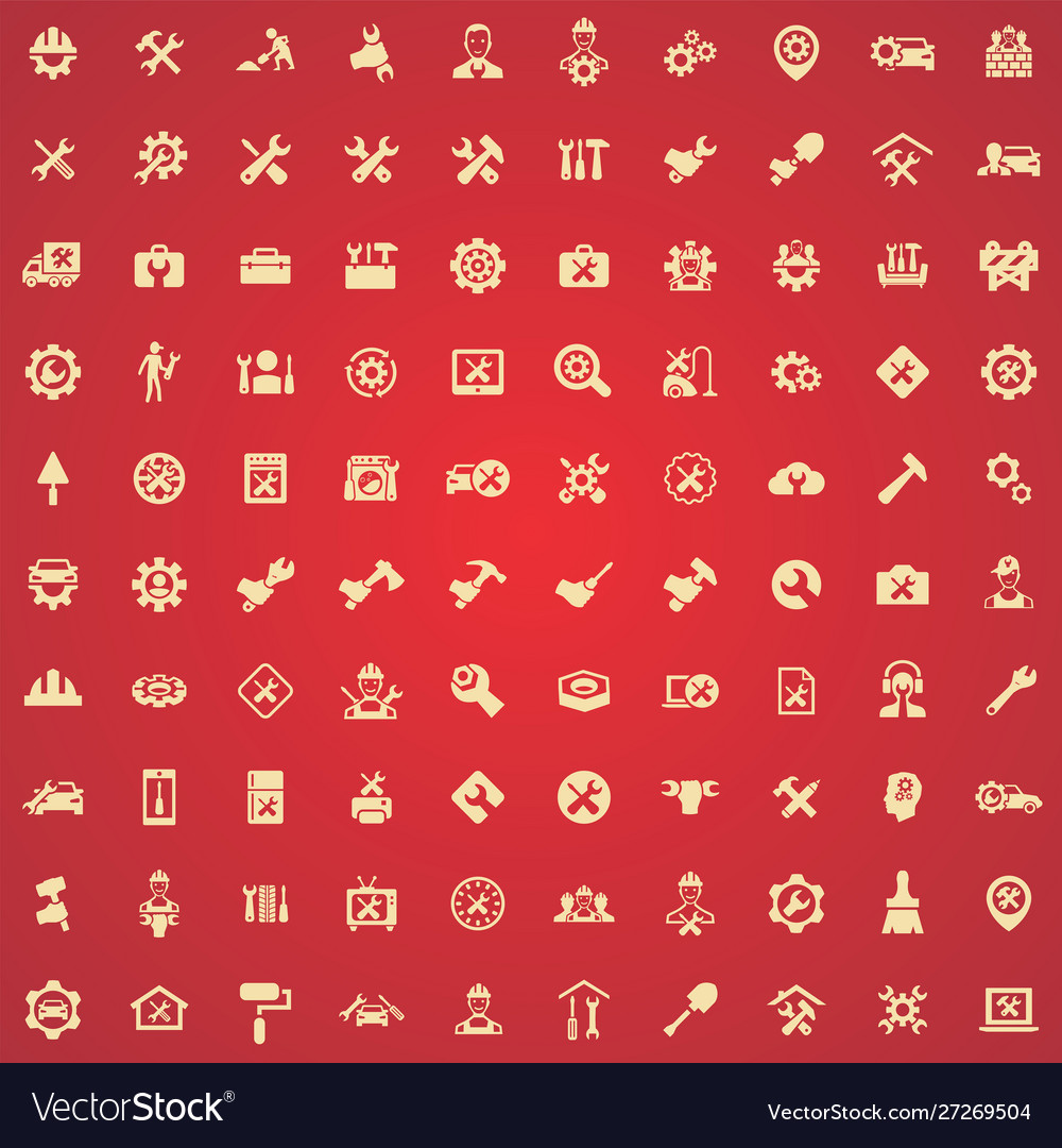 Repair 100 icons universal set for web and ui