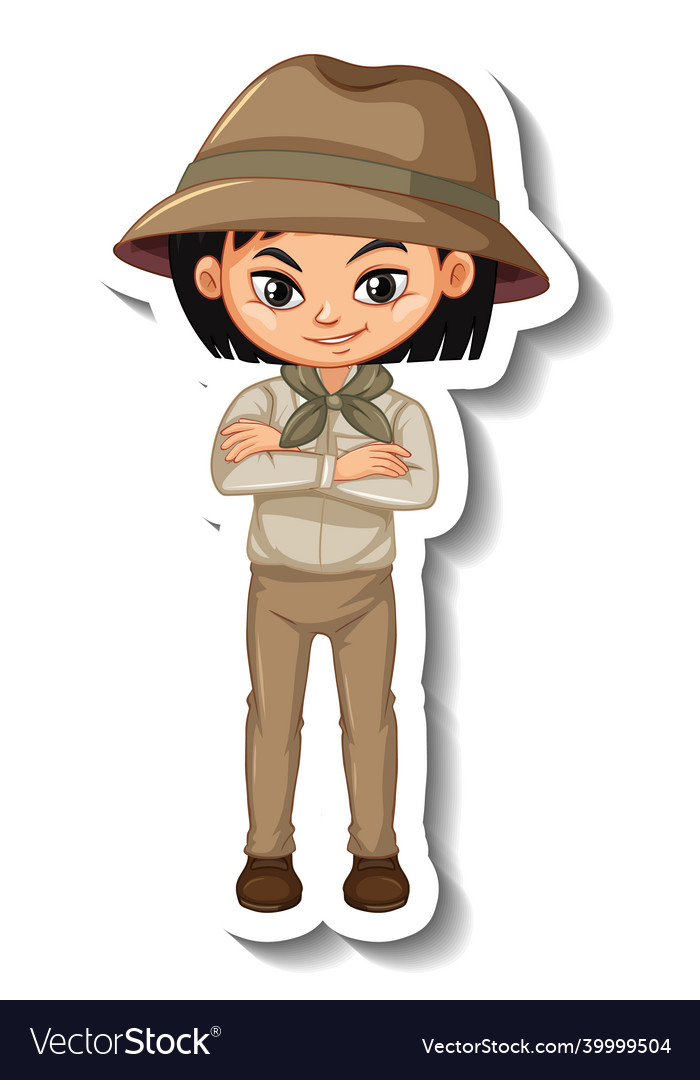 Safari Girl Cartoon Sticker