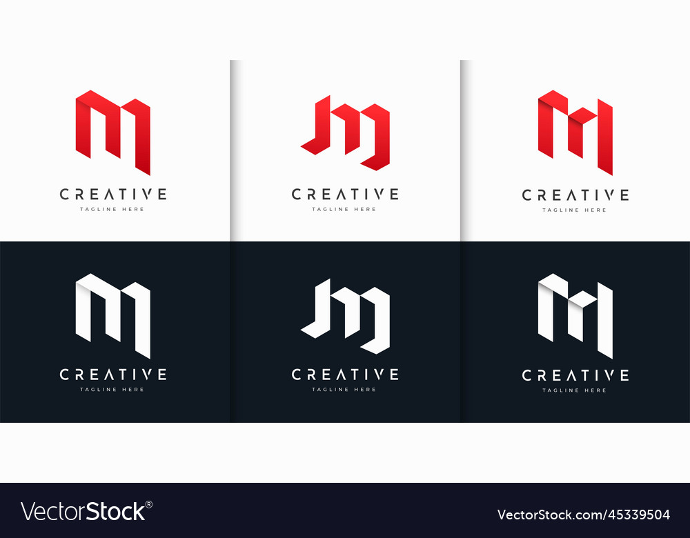 Set of elegant letter m monogram style logo Vector Image