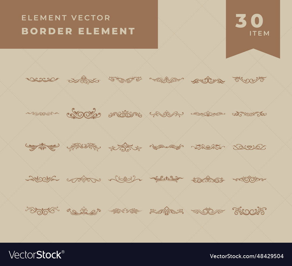 Set or collection of border horizontal line vector image Set or collection of border horizontal line