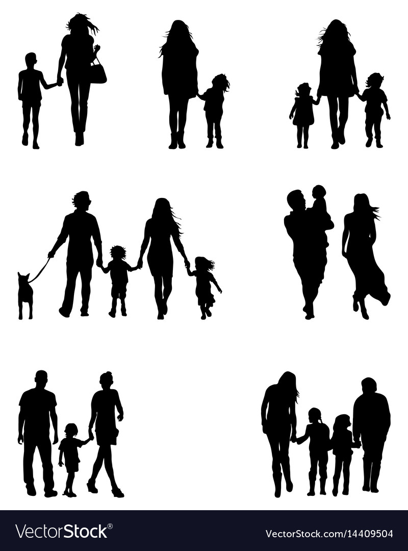 Silhouettes of families Royalty Free Vector Image