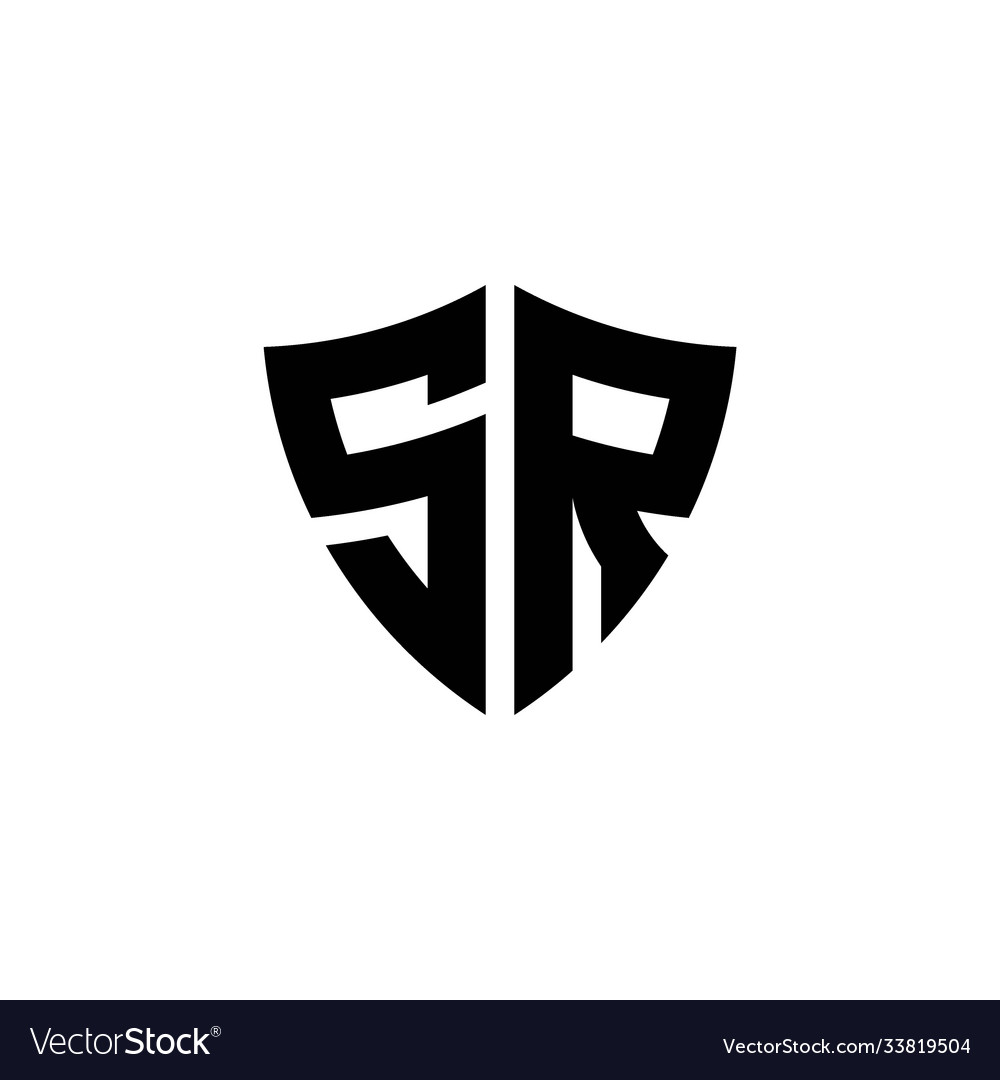 Sr monogram logo with shield shape design template