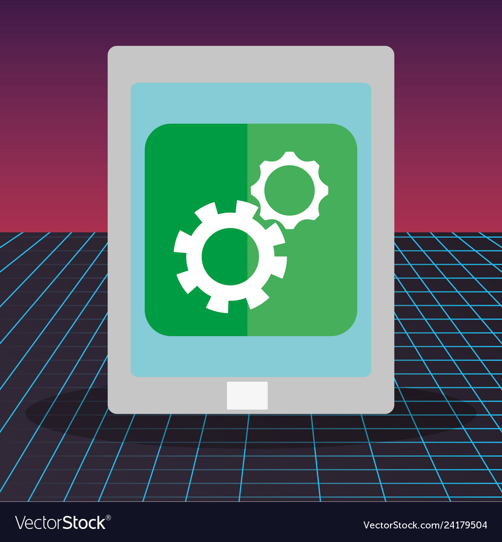 Tablet with setup app vector image Tablet with setup app