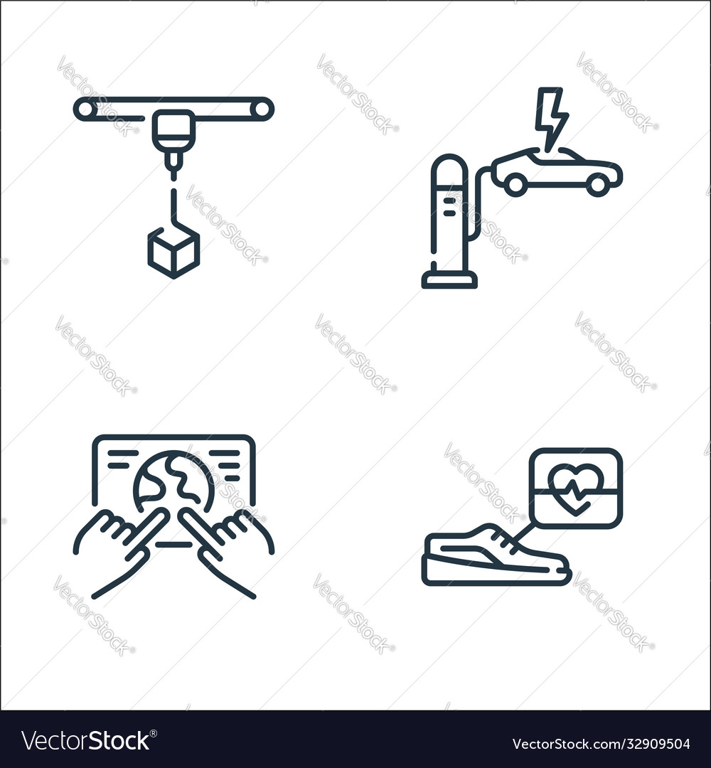 Technology future line icons linear set vector image Technology future line icons linear set