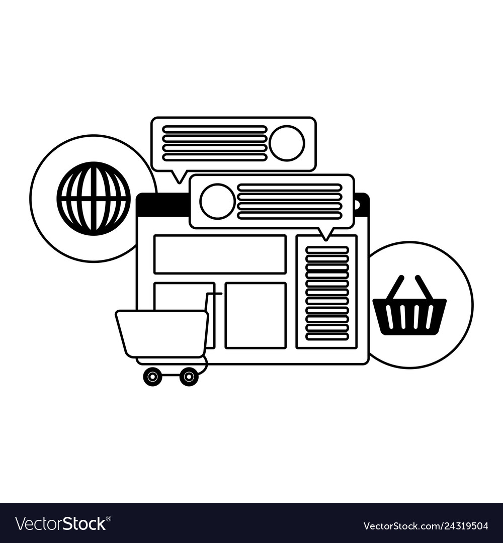 Webpage template with ecommerce icons