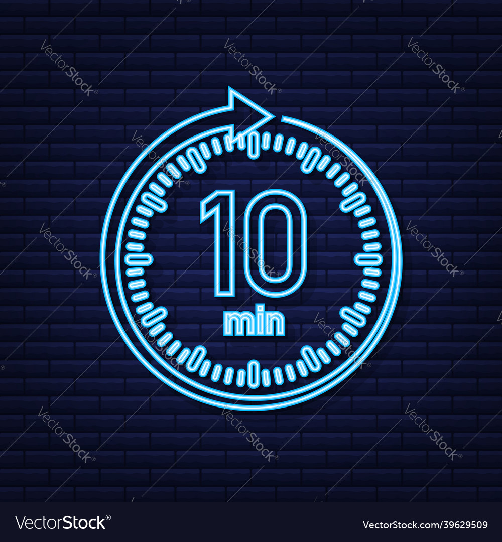 10 minutes stopwatch neon icon