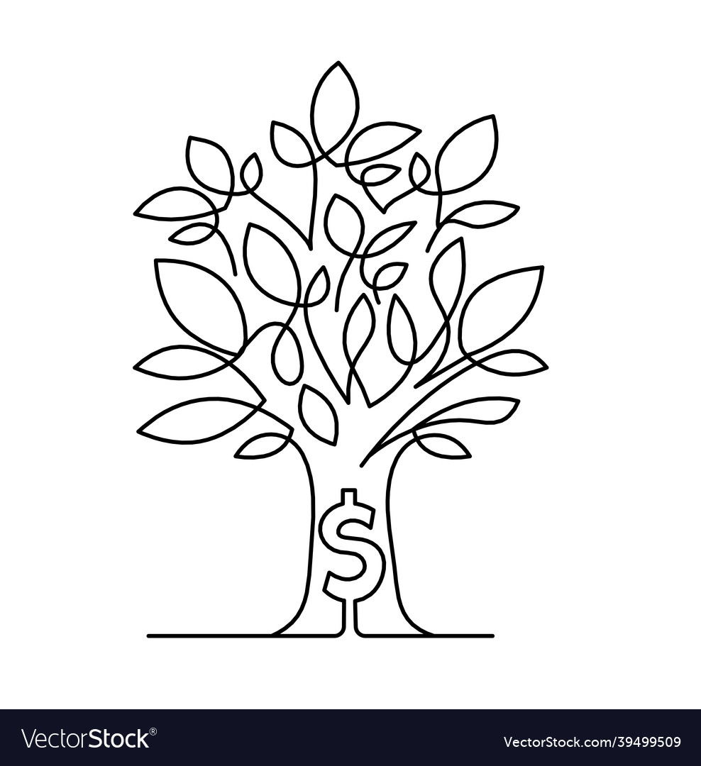 Abstract continuous lines drawing as tree Vector Image Abstract continuous lines drawing as tree