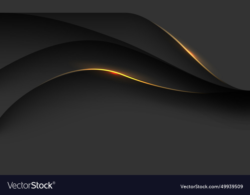 Abstract gold line curve on black shadow overlap