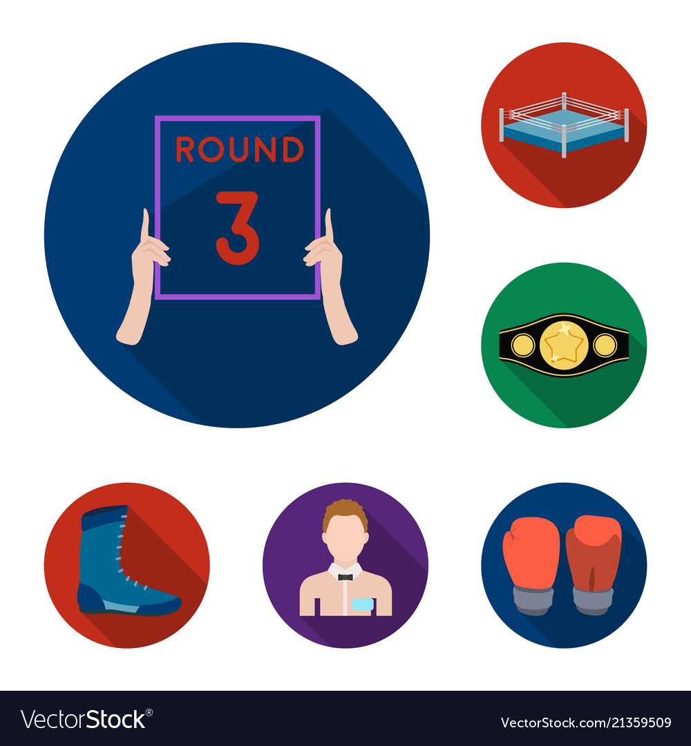 Boxing extreme sports flat icons in set collection