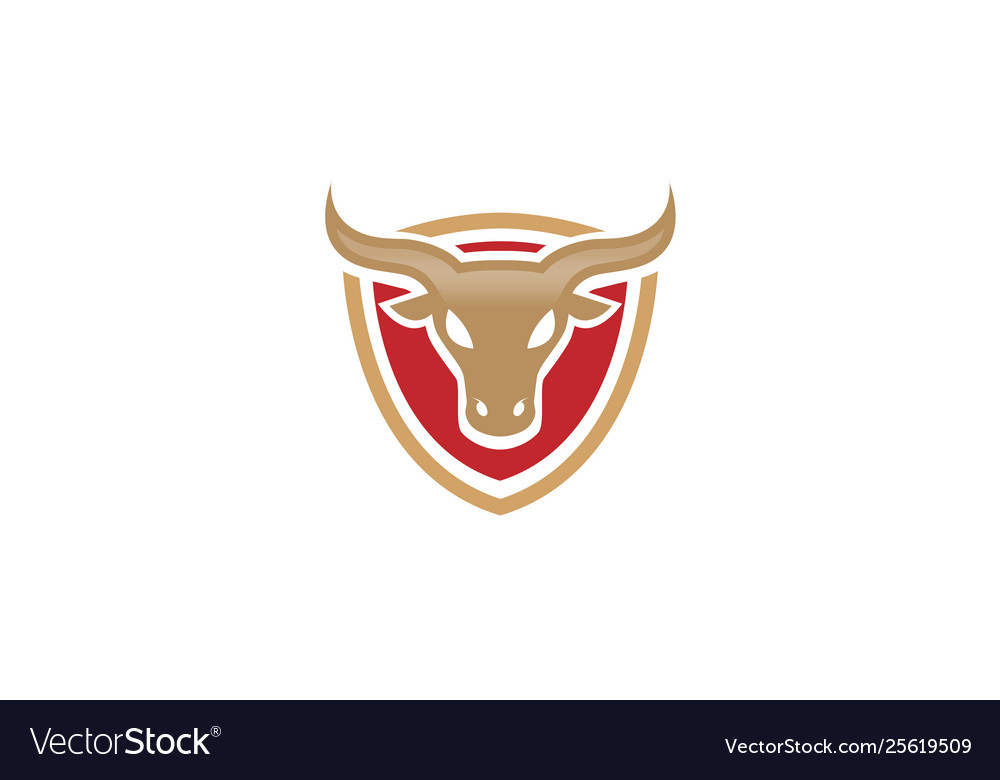 Kreative rote Schild Bull Logo Design Symbol