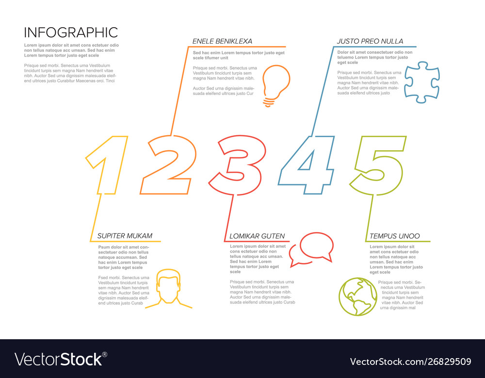 Five steps sequence template infographic vector image Five steps sequence template infographic