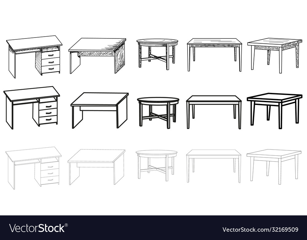 Isolated sketch a table set