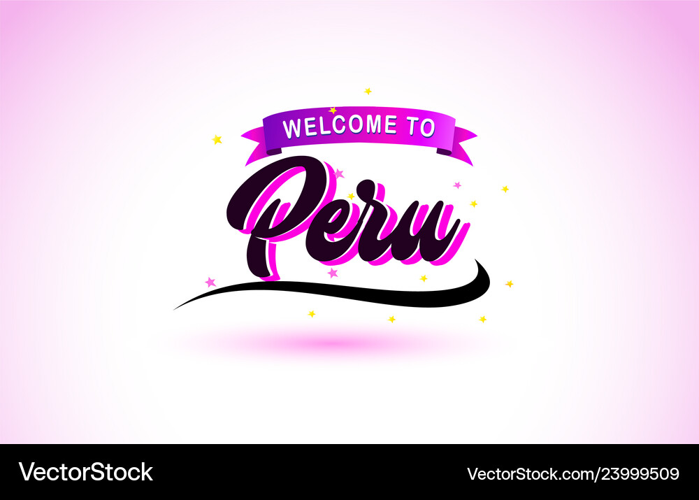 Peru welcome to creative text handwritten font Vector Image