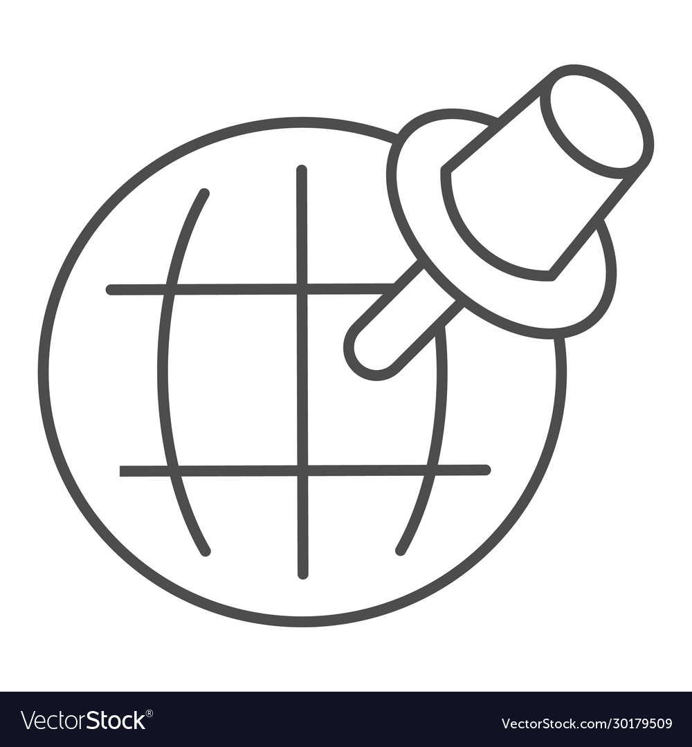 Pointer and globe thin line icon travel map pin