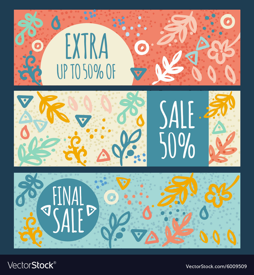 Sale banner hand drawn Royalty Free Vector Image