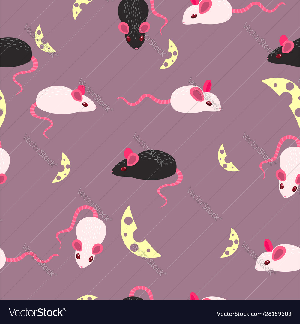 Seamless pattern with mice and cheese graphics