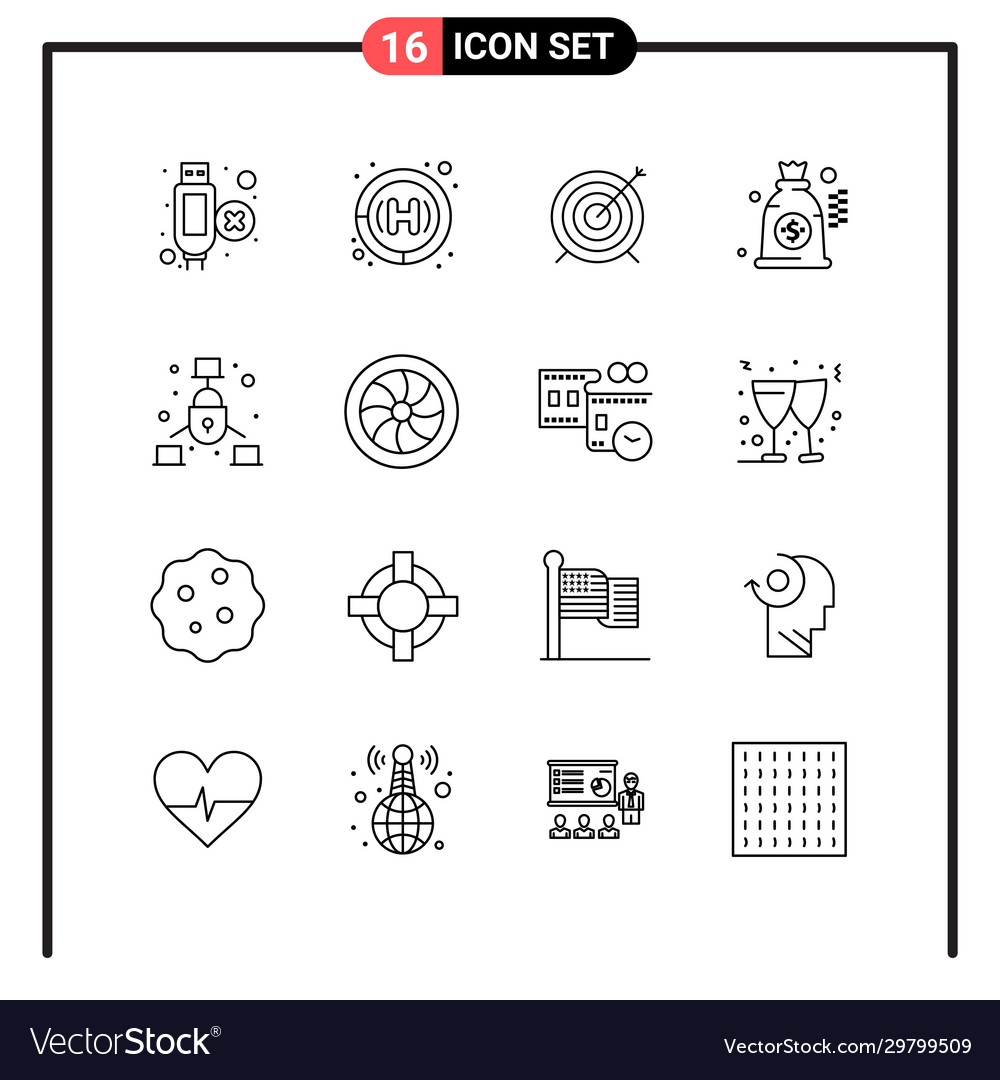 Set 16 line style icons for web and mobile Vector Image Set 16 line style icons for web and mobile