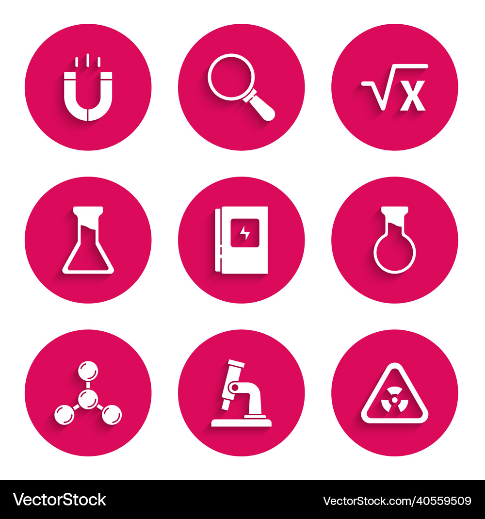 Set electrical panel microscope triangle Vector Image
