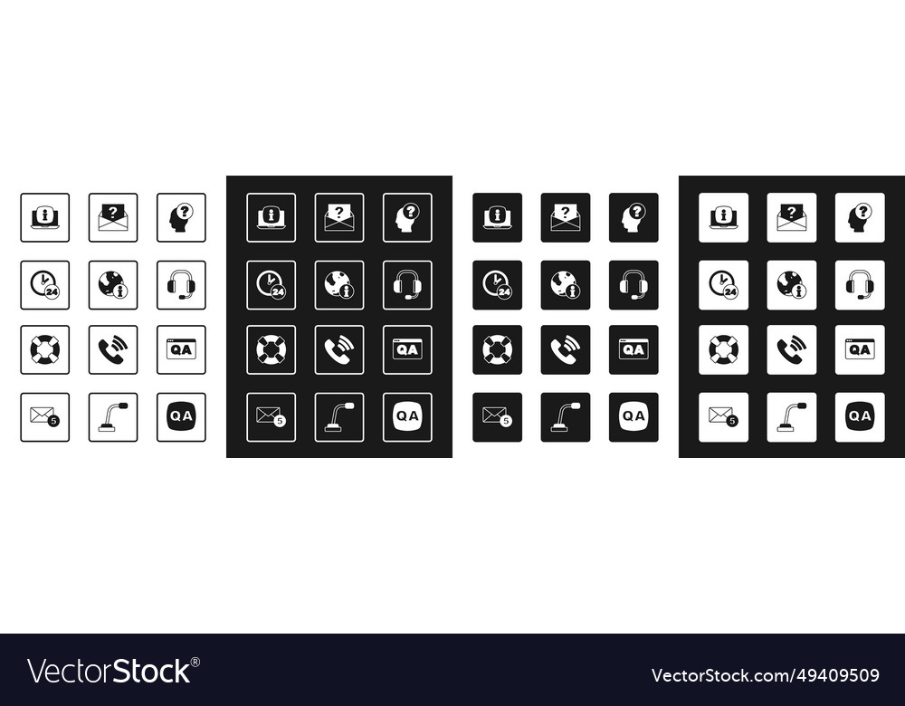 Set head with question mark information clock 24 vector image Set head with question mark information clock 24