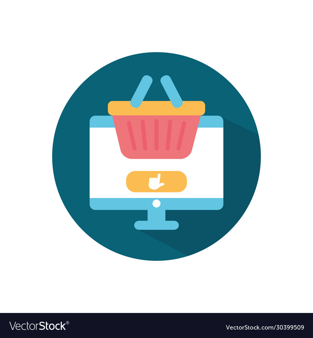 Shopping online concept computer with basket icon Vector Image