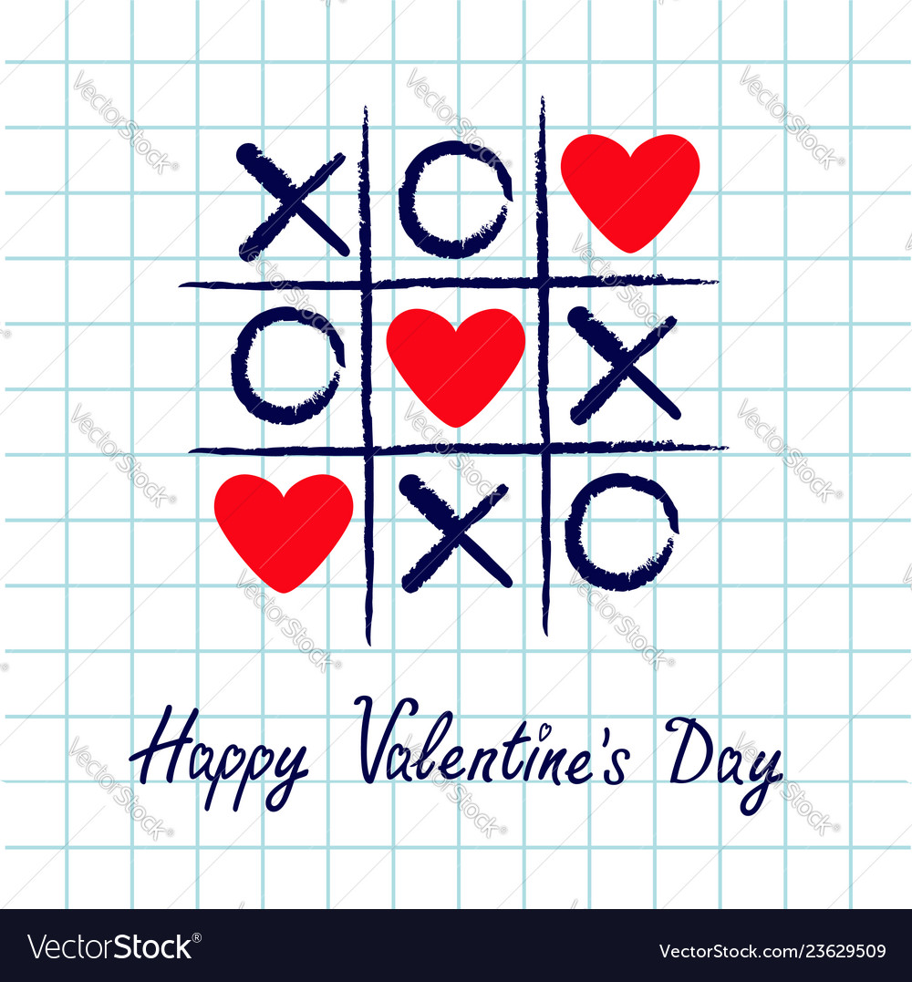 Tic tac toe game with criss cross and three red vector image Tic tac toe game with criss cross and three red