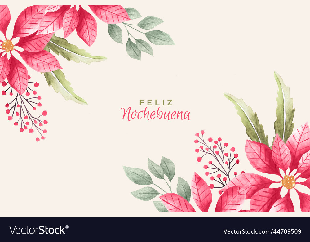 Watercolor beautiful nochebuena wallpaper design