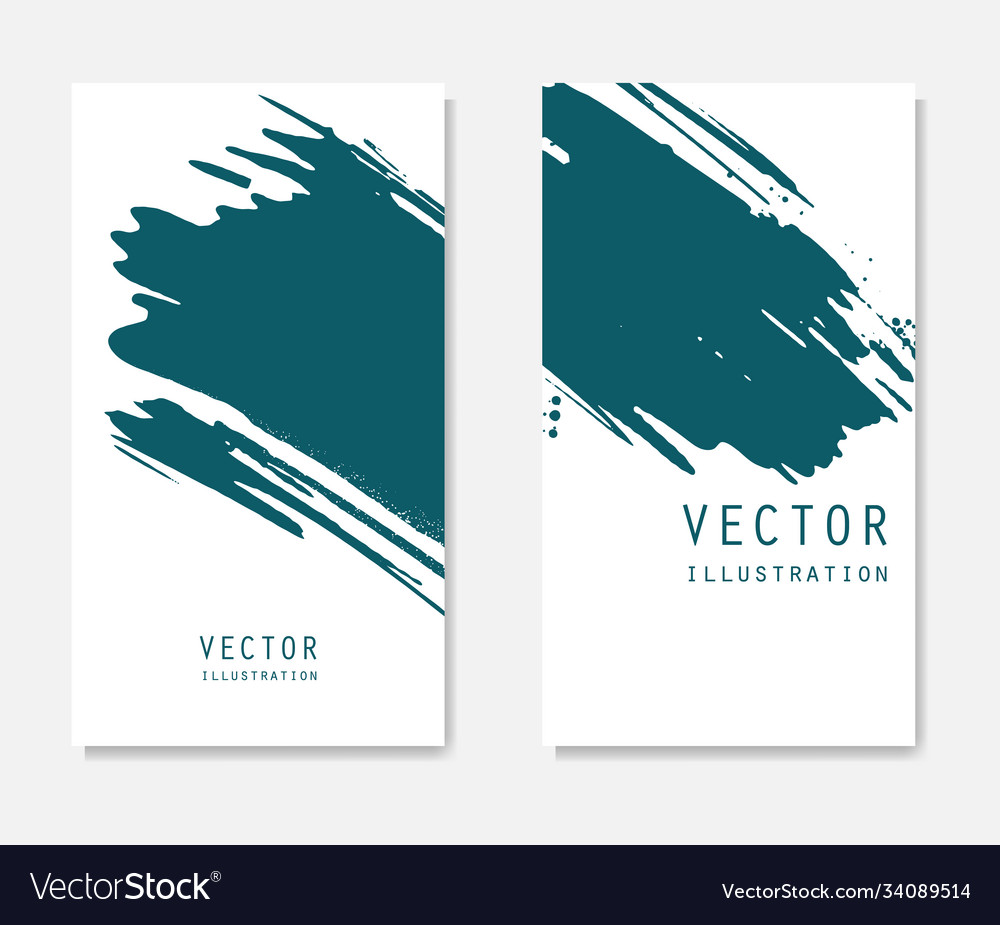 Abstract ink brush banners set with grunge effect