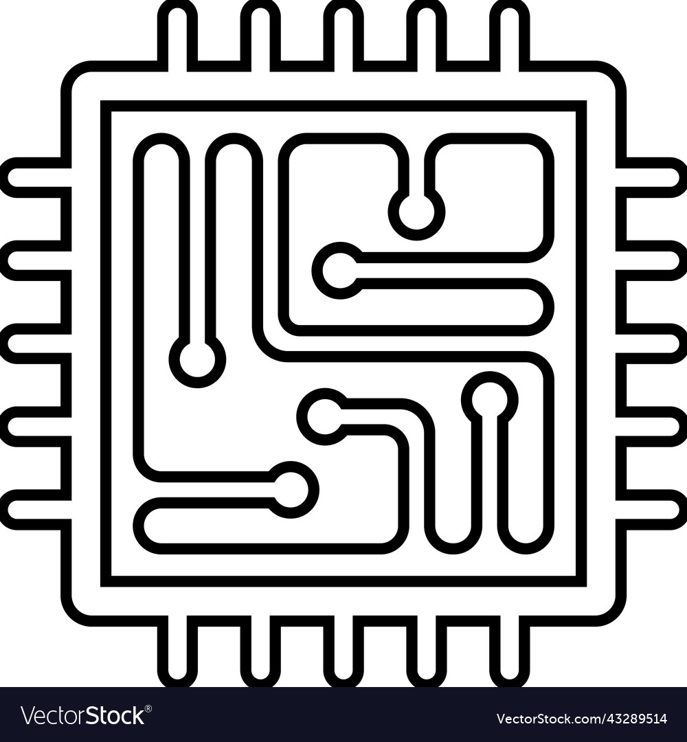 Board chip circuit computer outline icon line art