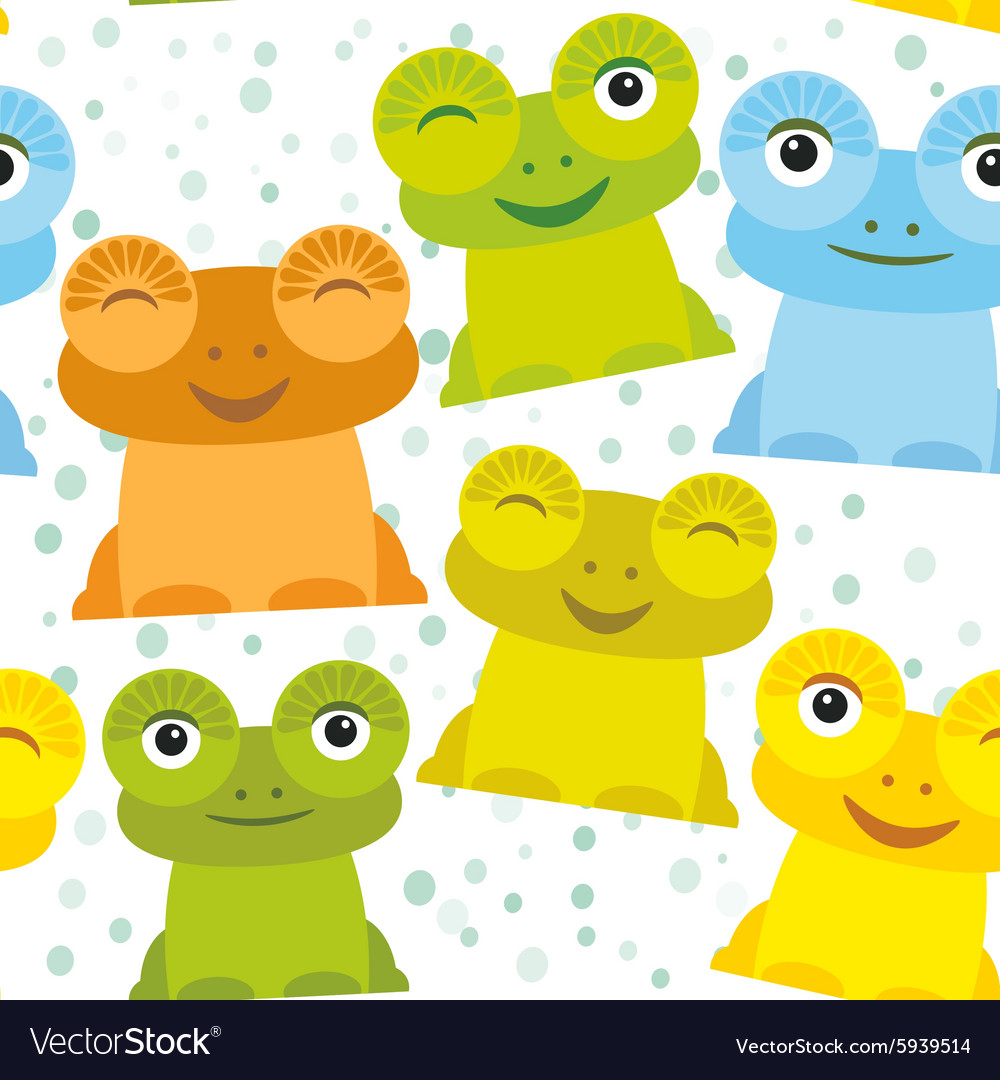 Cute cartoon funny frog set yellow green blue