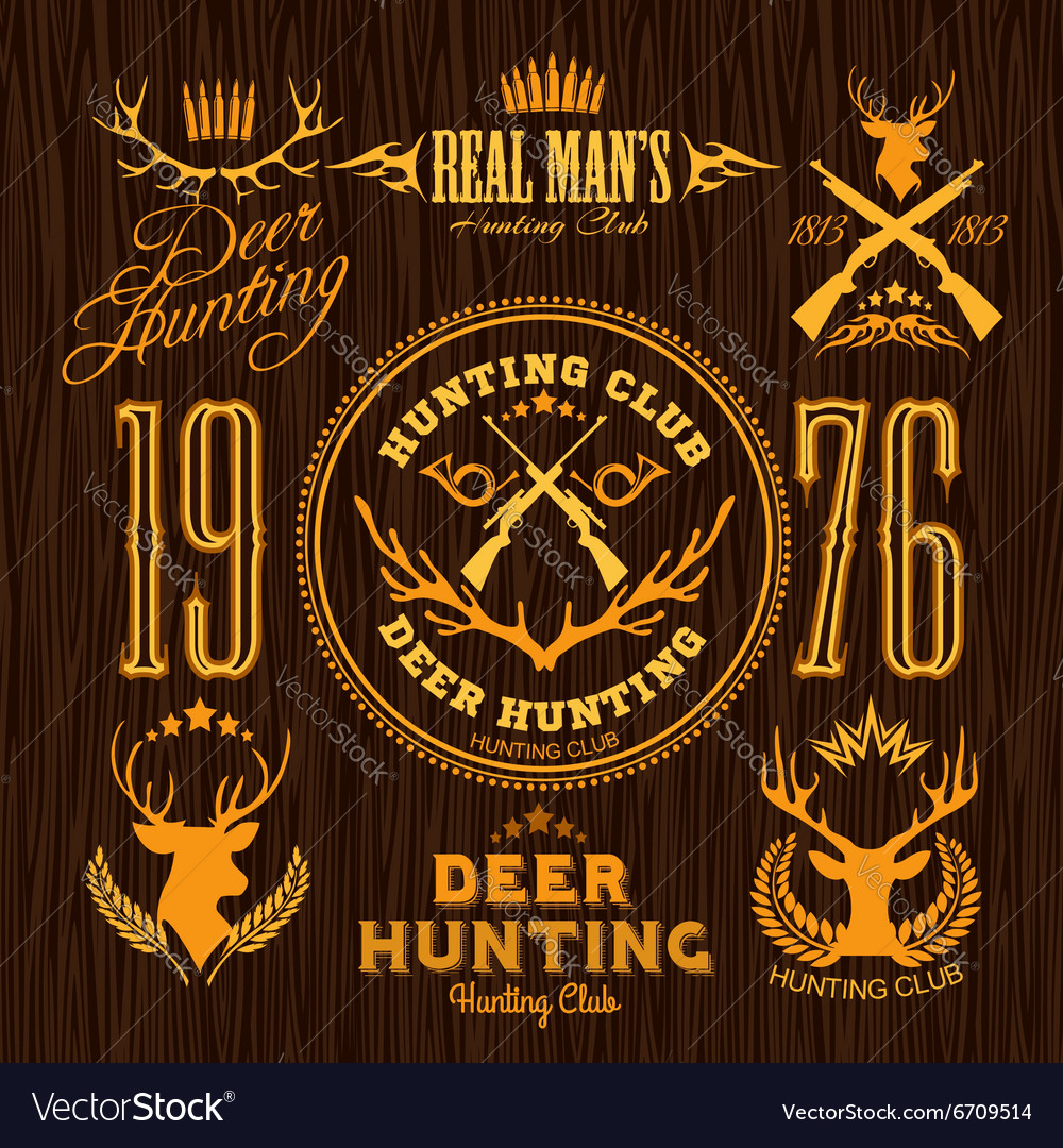 Deer hunting - set for hunting emblem Royalty Free Vector