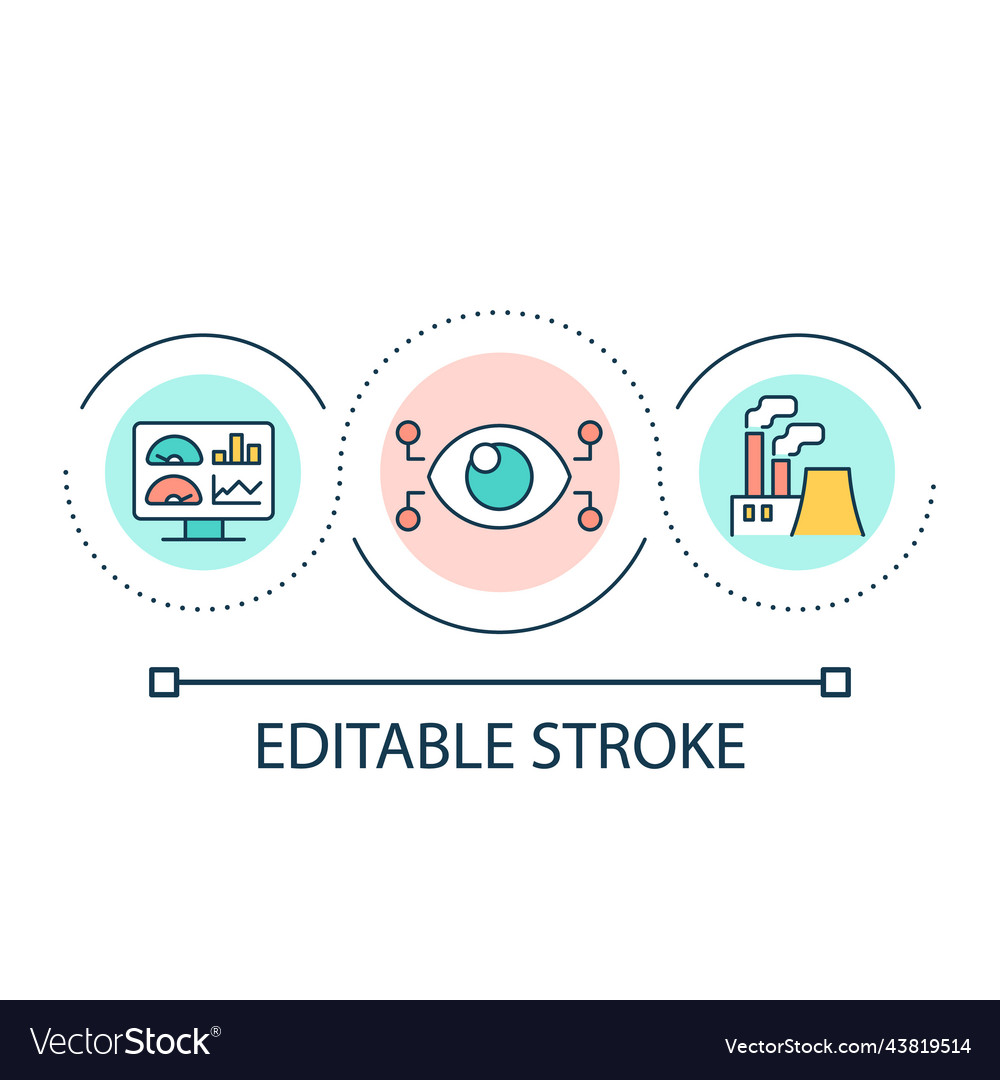 Digital control of air pollution loop concept icon vector image Digital control of air pollution loop concept icon