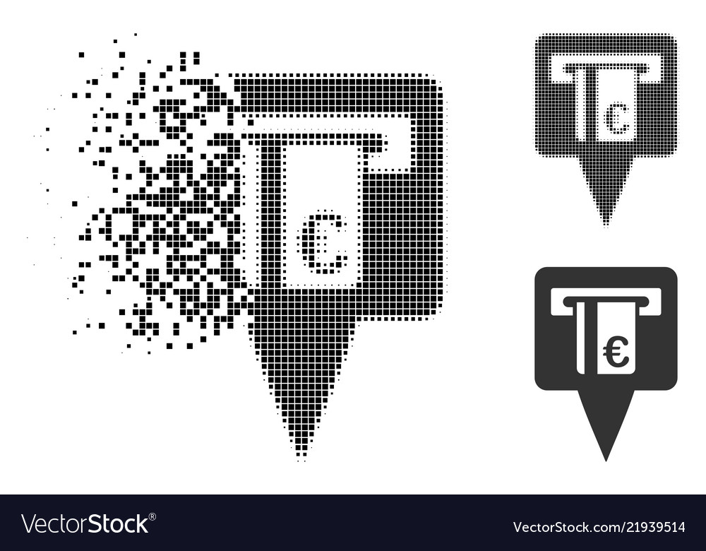 Disintegrating dotted halftone euro atm pointer vector image Disintegrating dotted halftone euro atm pointer