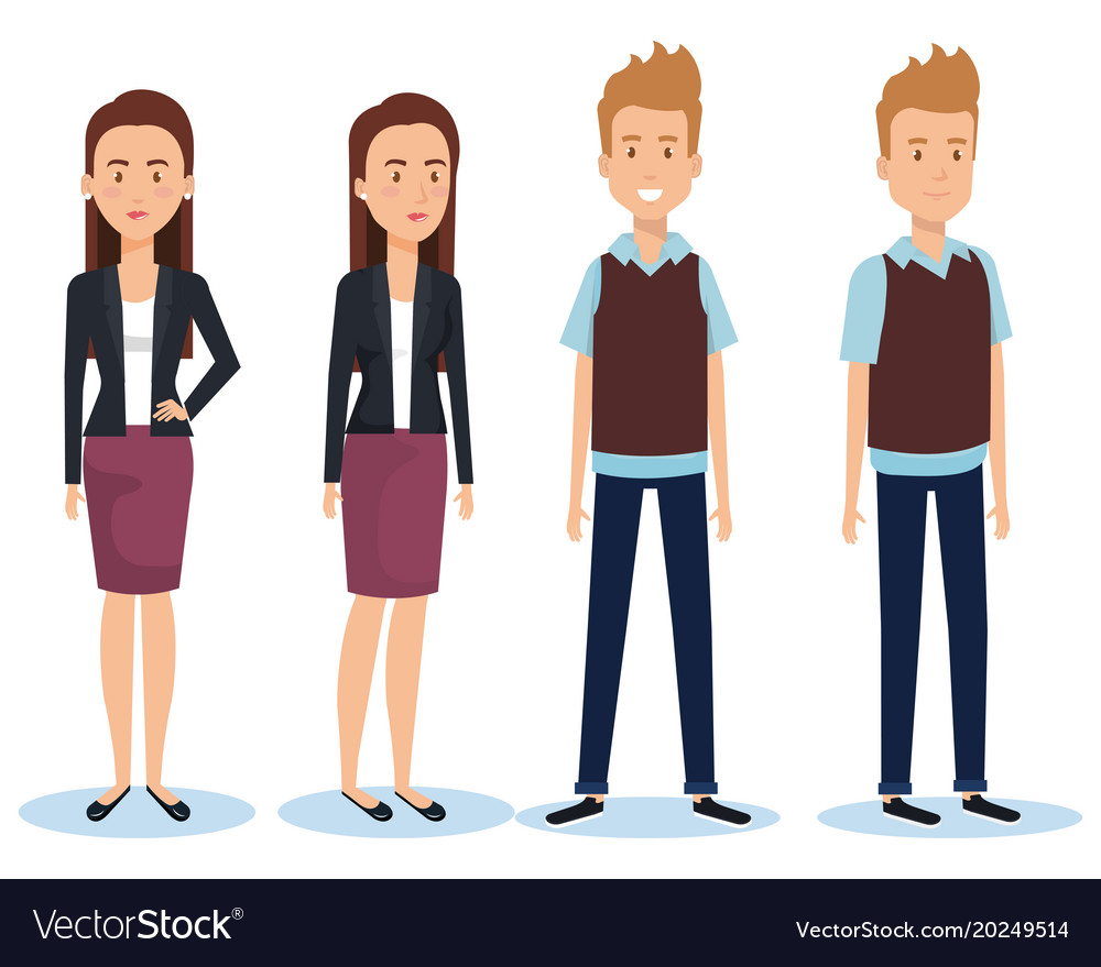Group of young people poses and styles