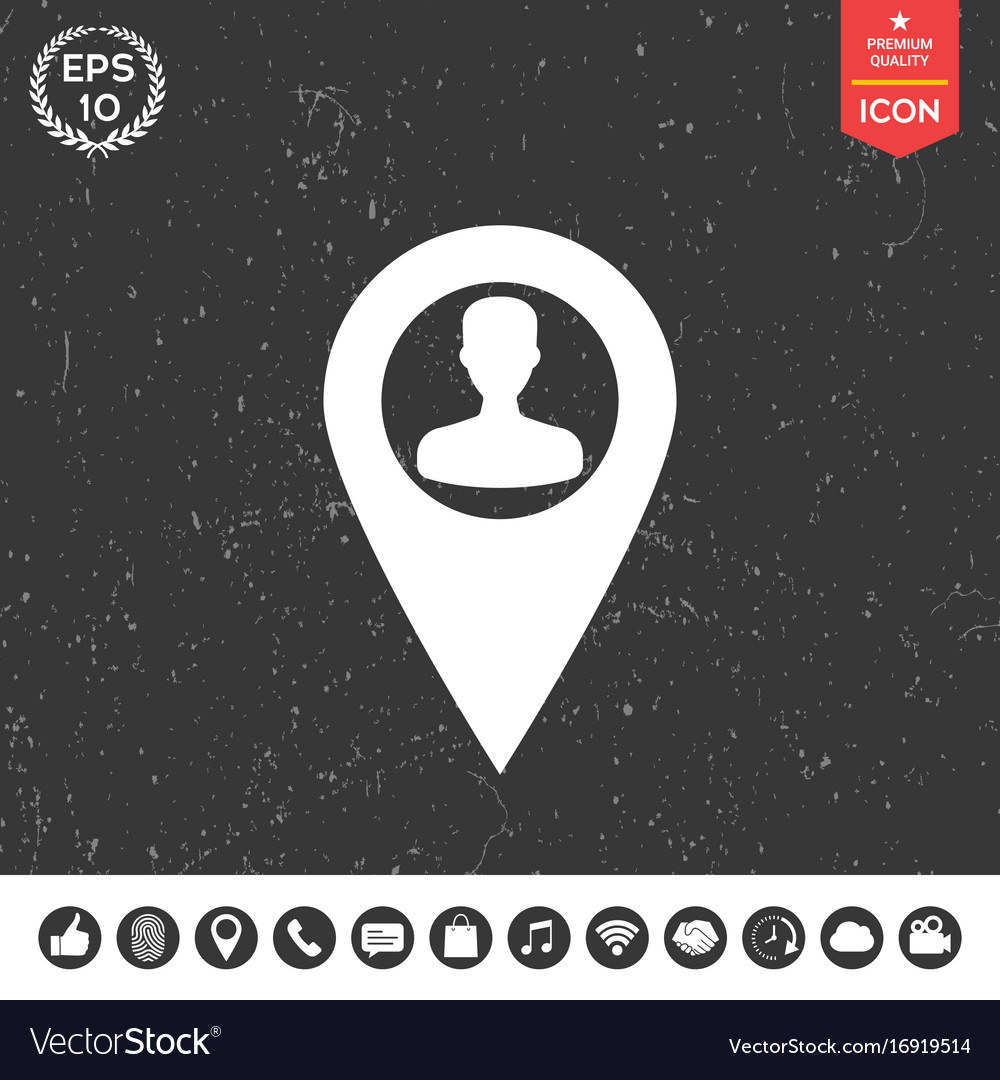 Map pointer with man silhouette