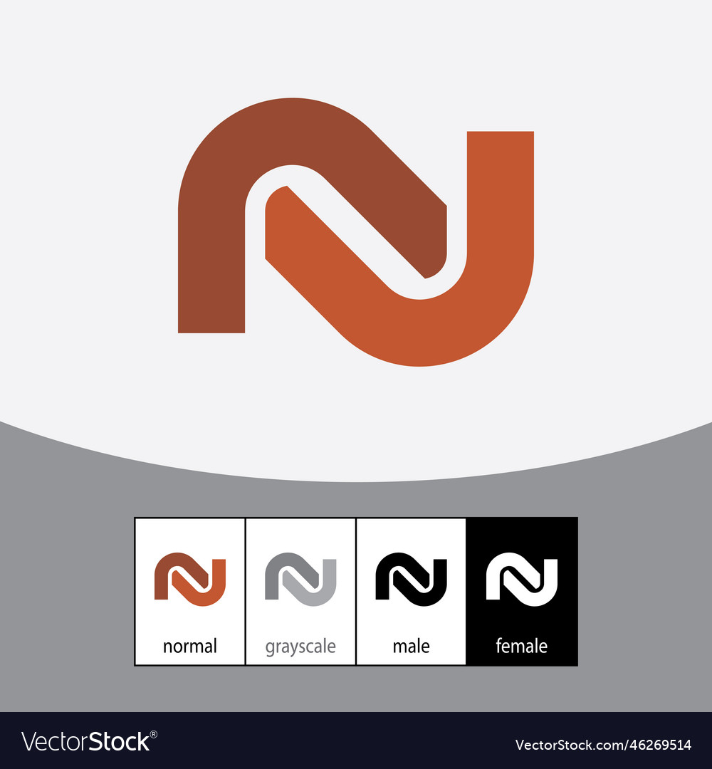 N letter logo orange color Royalty Free Vector Image