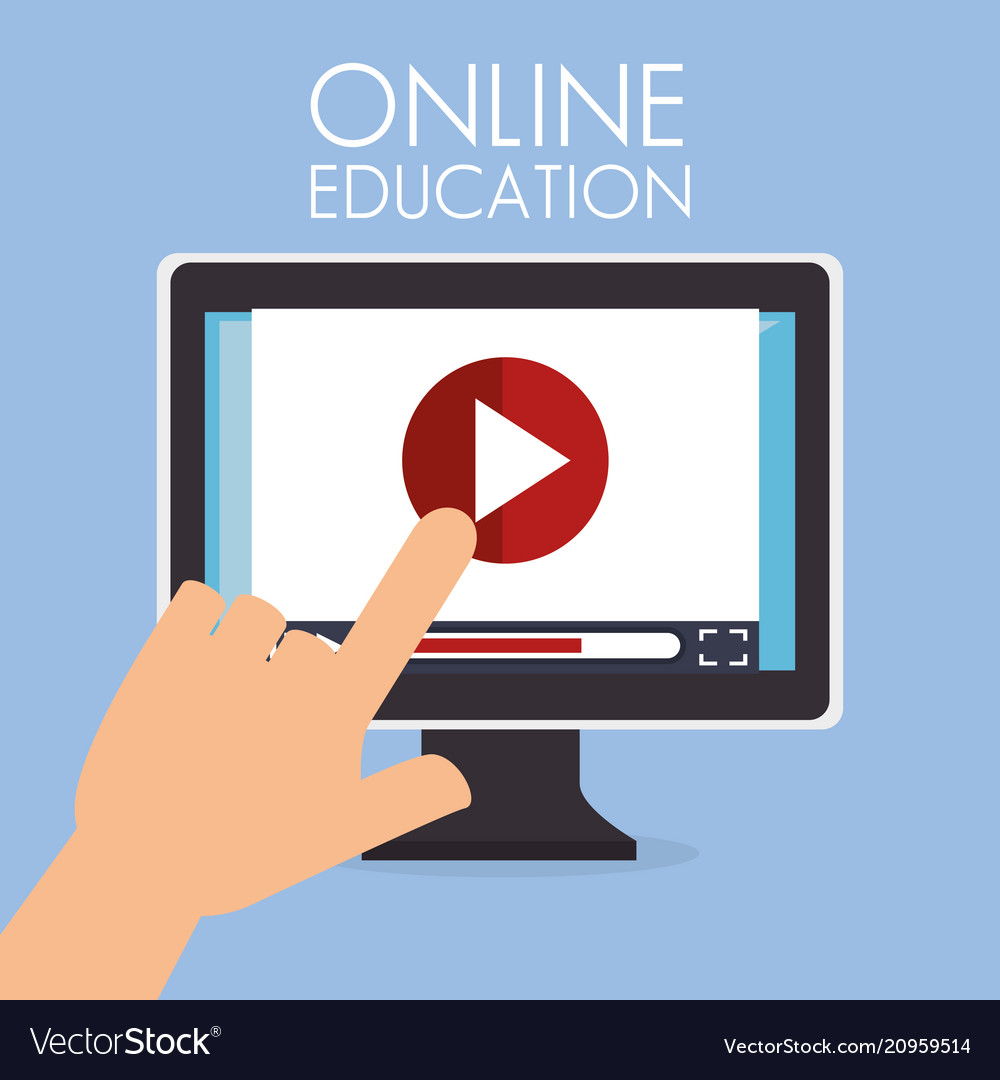 On line education with desktop computer vector image On line education with desktop computer