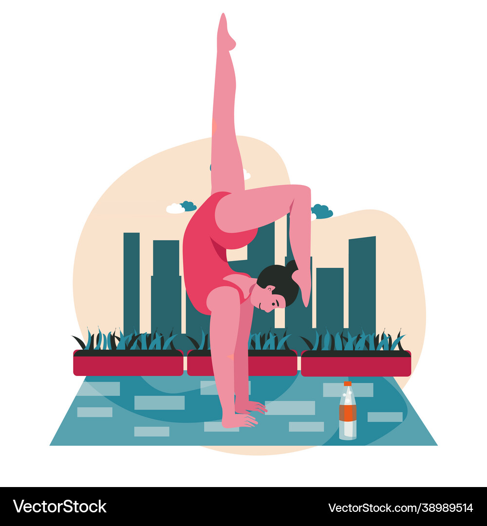 People doing yoga asanas scene concept Royalty Free Vector
