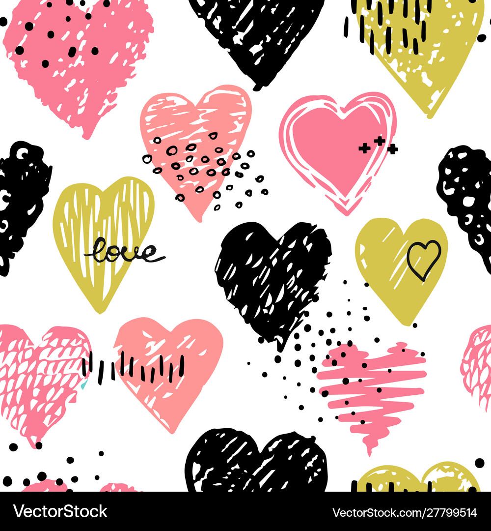 Seamless pattern with hearts Royalty Free Vector Image