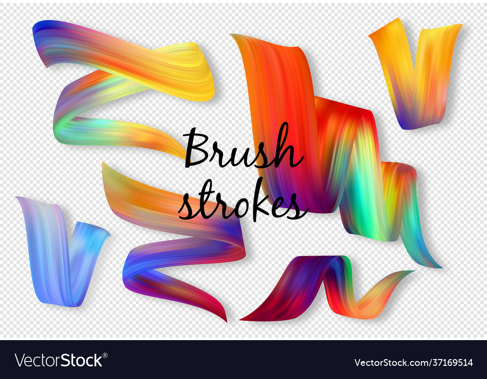 Set colorful brush strokes Royalty Free Vector Image