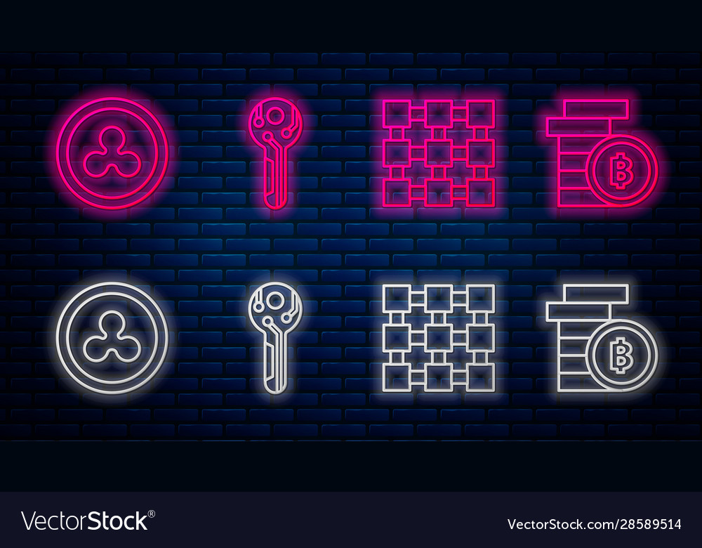 Set line cryptocurrency key blockchain technology vector image Set line cryptocurrency key blockchain technology