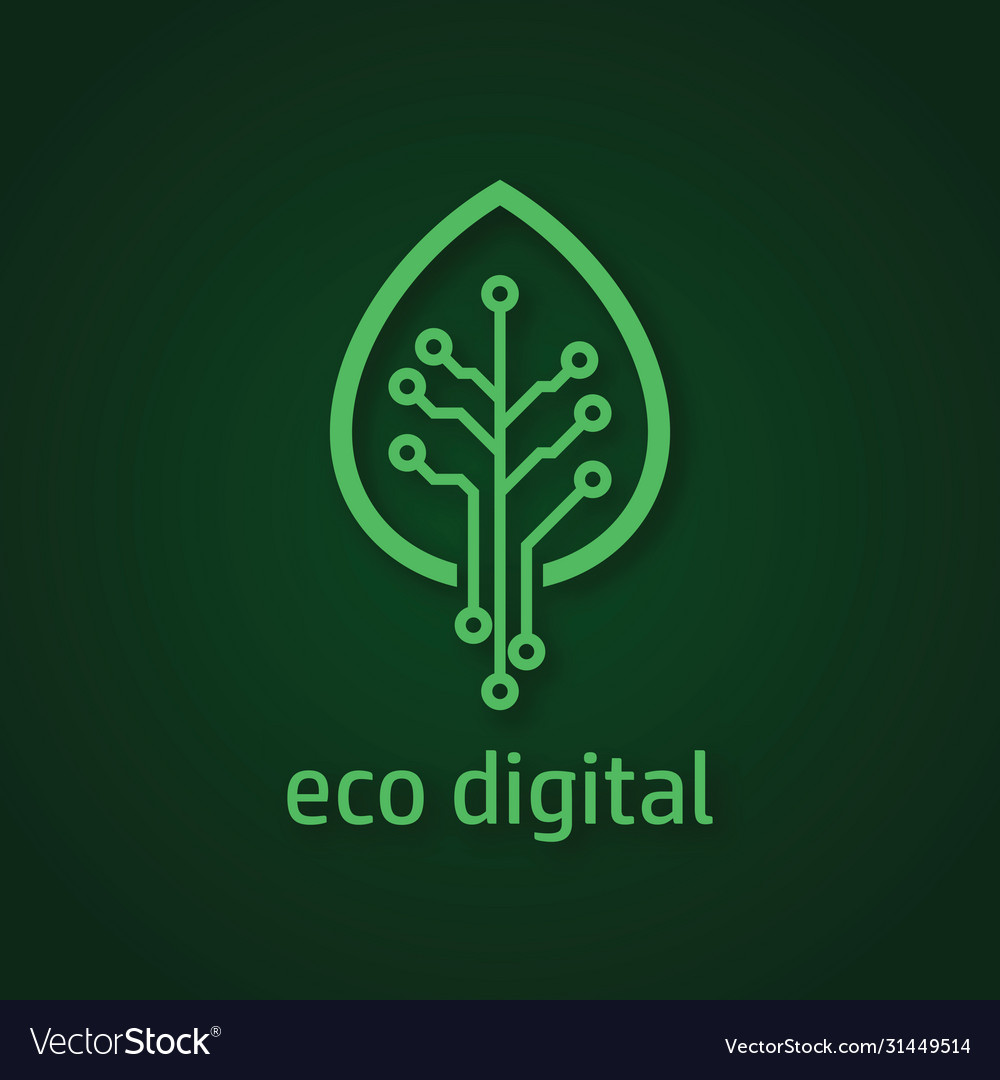 Tree leaf icon in digital style vector image Tree leaf icon in digital style
