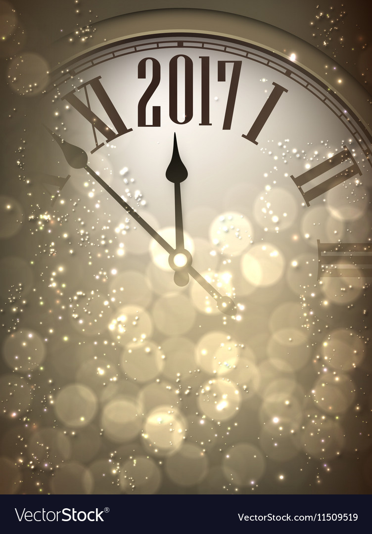 2017 new year background with clock