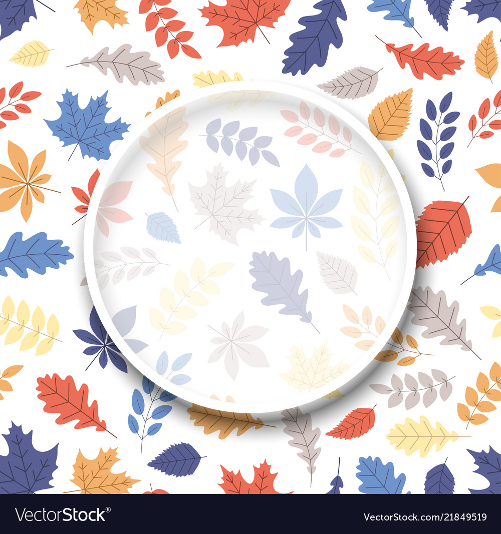 Autumn background with round frame and color