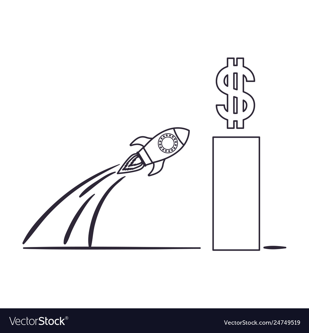 Bar graph with rocket isolated icon