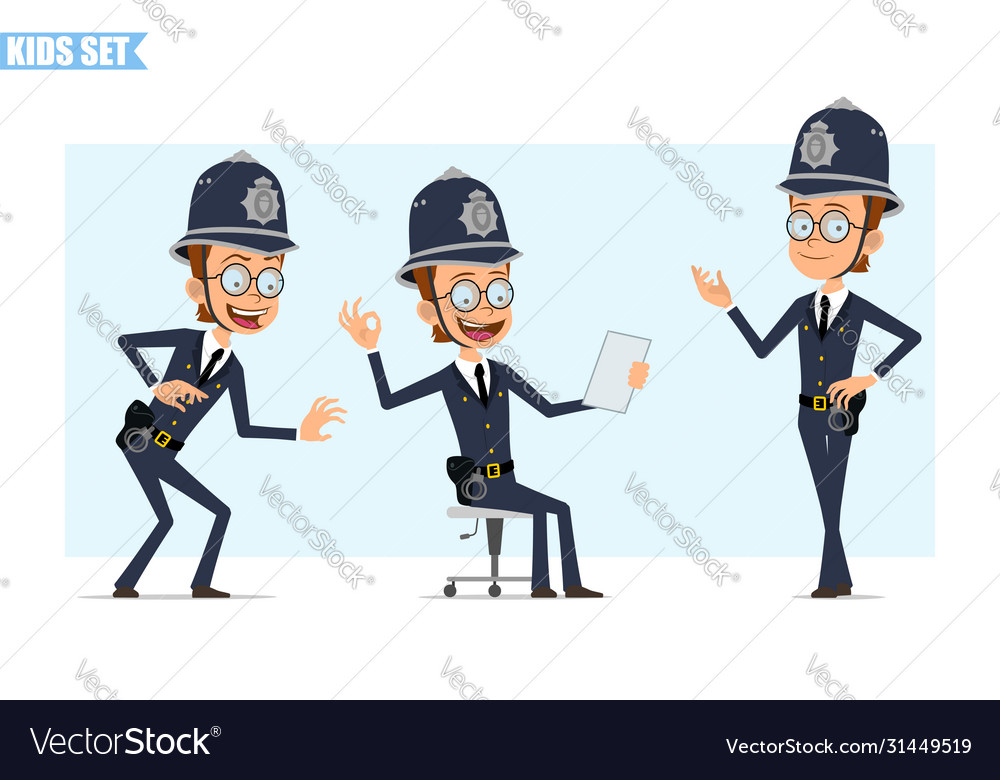 Cartoon british policeman boy character set Vector Image