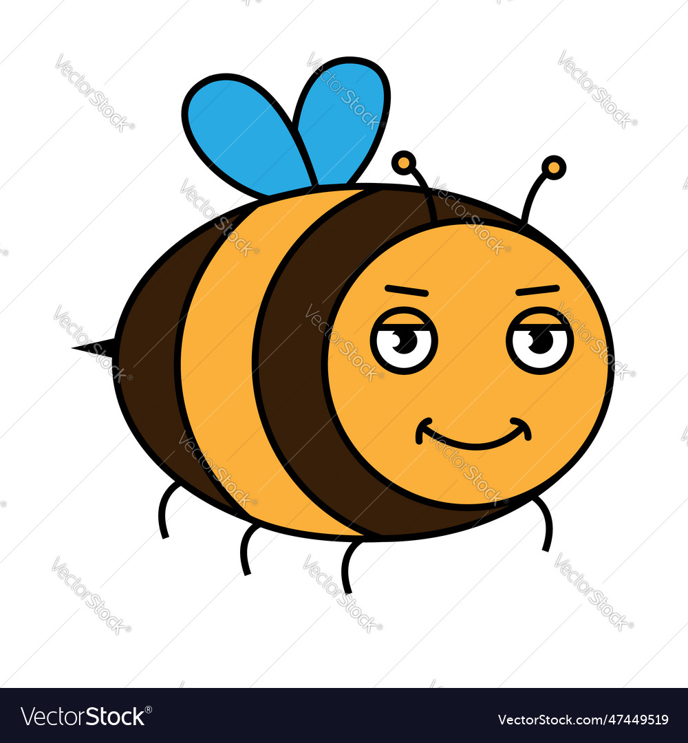 Cartoon happy bee flying bee with big kind eyes Vector Image