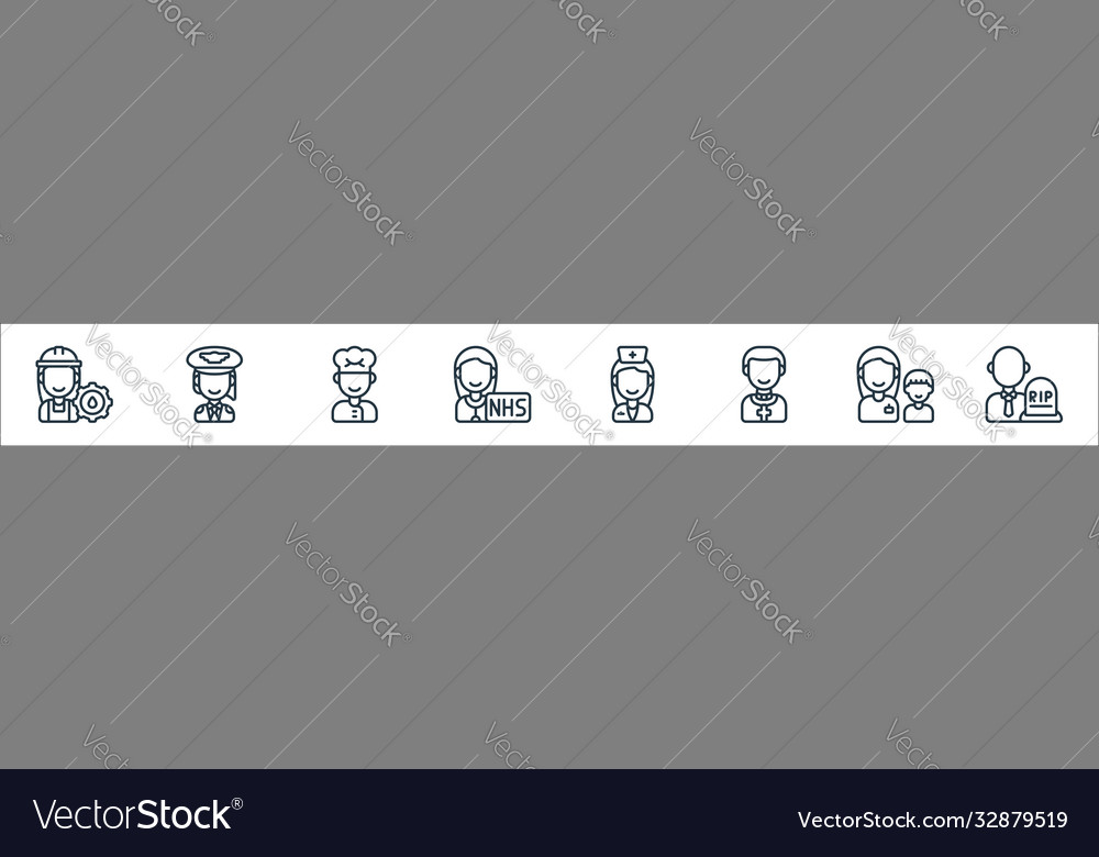 Key workers line icons linear set quality