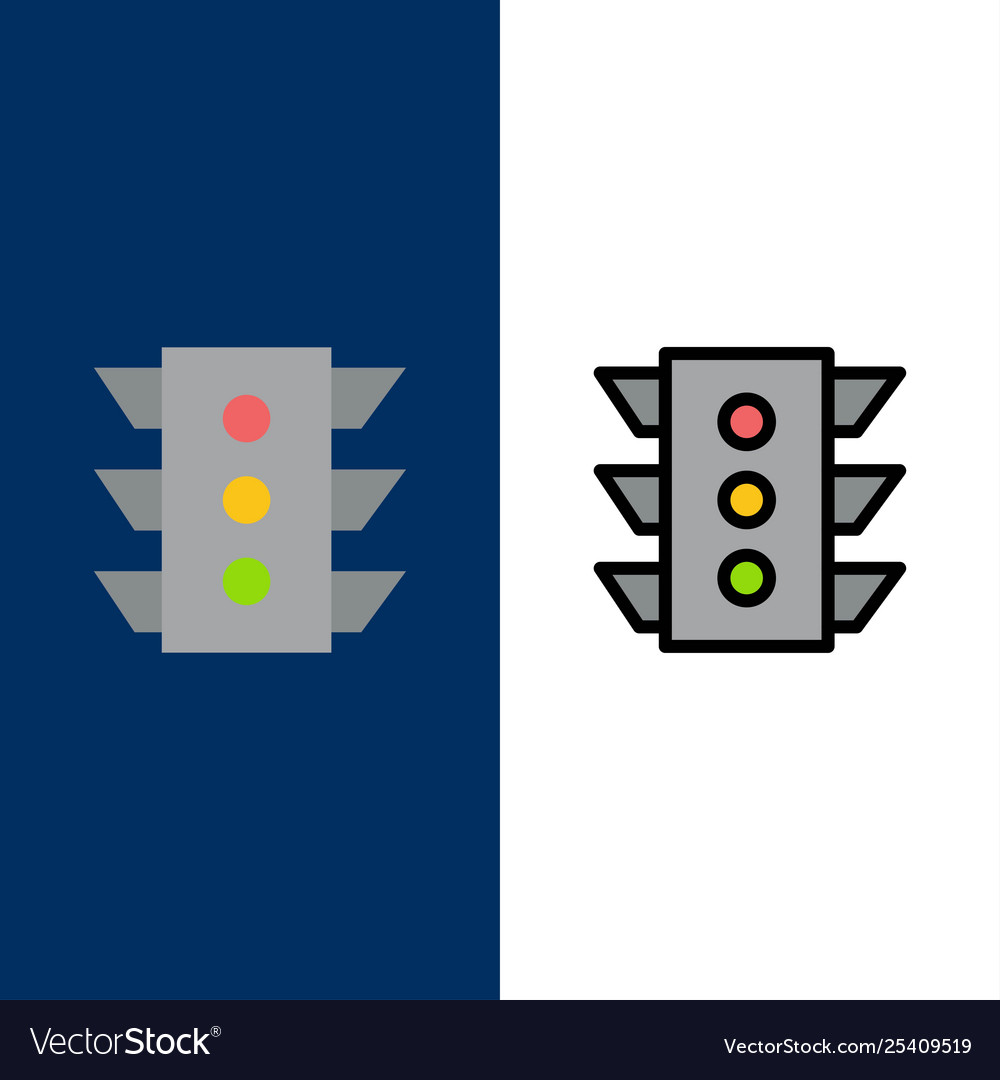 Light traffic signal navigation rule icons flat