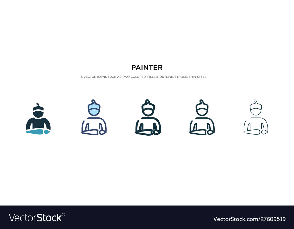 Painter icon in different style two colored